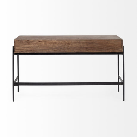 Glenn III Dark Brown Wood w/ Black Iron Frame, 4 Drawer Console Table by Mercana at Eve Furniture