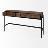 Glenn III Dark Brown Wood w/ Black Iron Frame, 4 Drawer Console Table by Mercana at Eve Furniture