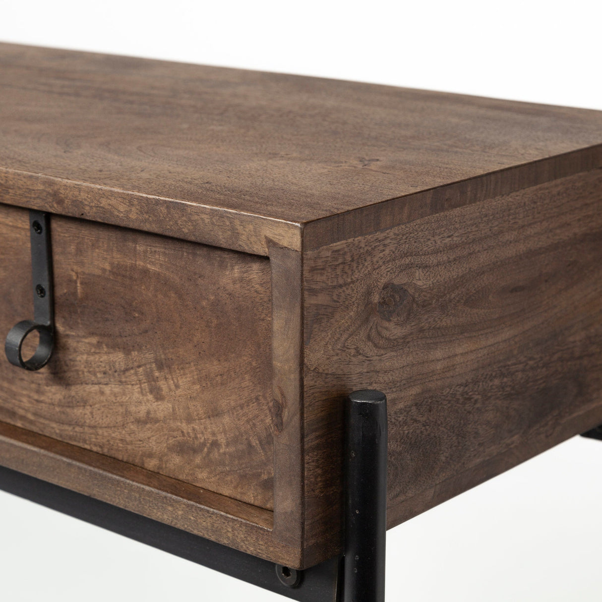 Glenn III Dark Brown Wood w/ Black Iron Frame, 4 Drawer Console Table by Mercana at Eve Furniture