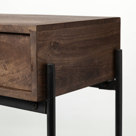 Glenn III Dark Brown Wood w/ Black Iron Frame, 4 Drawer Console Table by Mercana at Eve Furniture