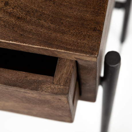 Glenn III Dark Brown Wood w/ Black Iron Frame, 4 Drawer Console Table by Mercana at Eve Furniture