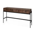 Glenn III Dark Brown Wood w/ Black Iron Frame, 4 Drawer Console Table by Mercana at Eve Furniture