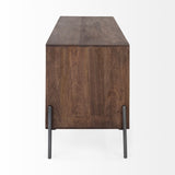 Glenn IV Dark Brown Wood w/ Black Iron Frame Media Console w/ Storage by Mercana at Eve Furniture