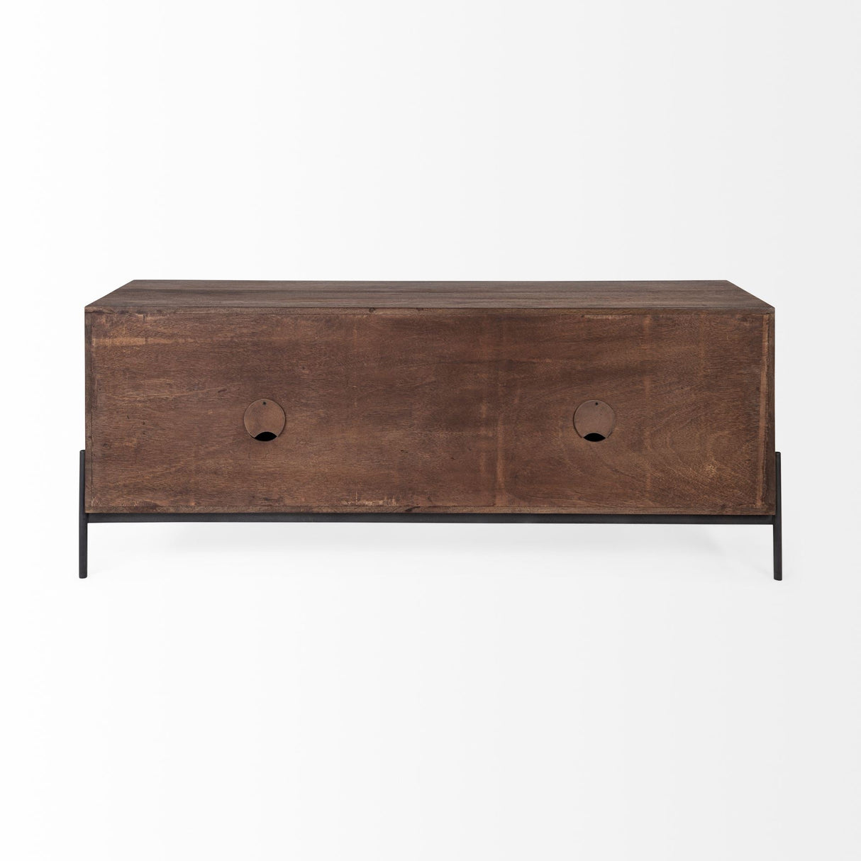Glenn IV Dark Brown Wood w/ Black Iron Frame Media Console w/ Storage by Mercana at Eve Furniture