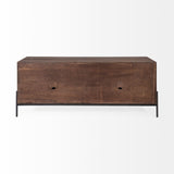 Glenn IV Dark Brown Wood w/ Black Iron Frame Media Console w/ Storage by Mercana at Eve Furniture
