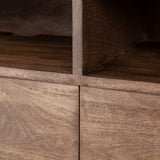 Glenn IV Dark Brown Wood w/ Black Iron Frame Media Console w/ Storage by Mercana at Eve Furniture