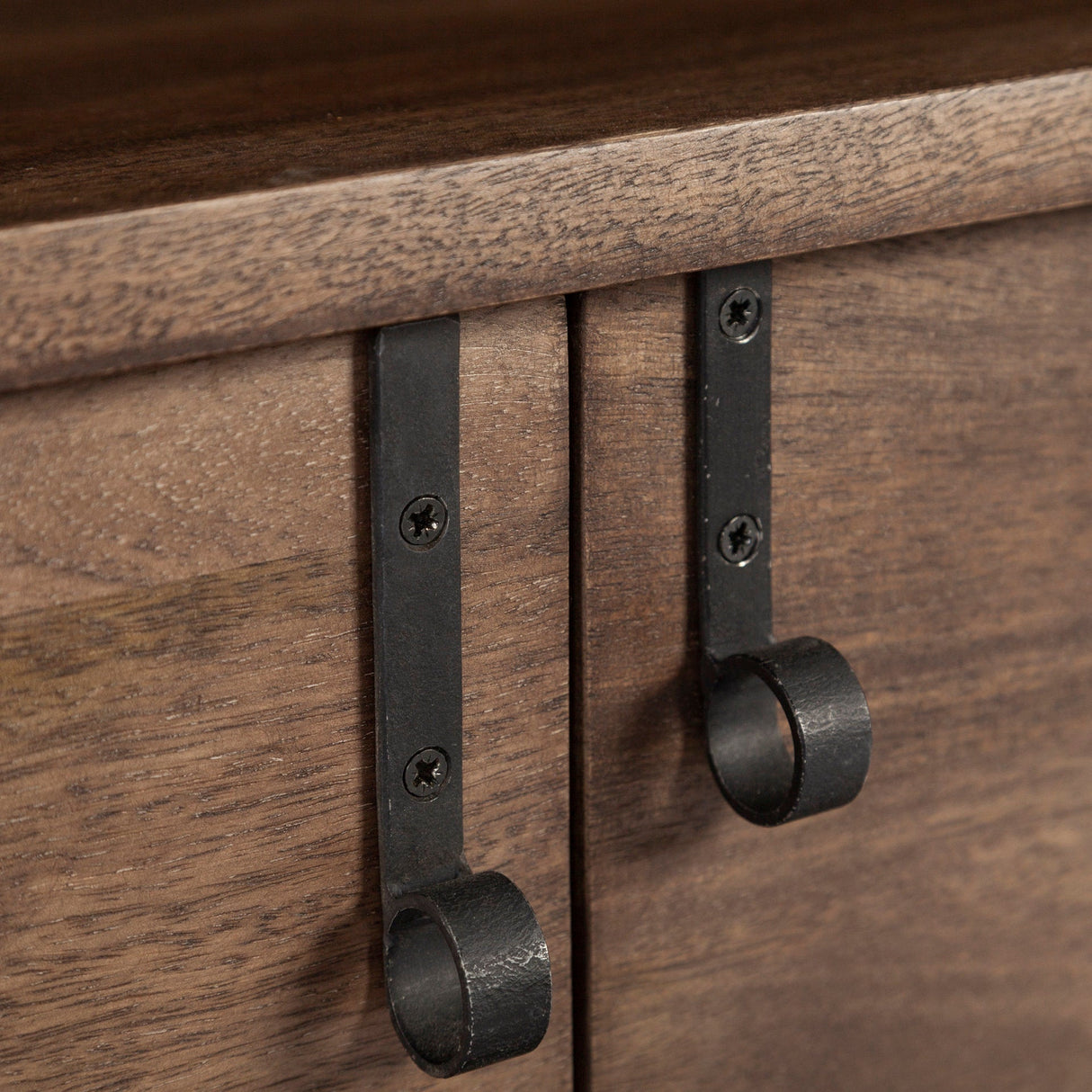 Glenn IV Dark Brown Wood w/ Black Iron Frame Media Console w/ Storage by Mercana at Eve Furniture