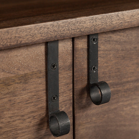 Glenn IV Dark Brown Wood w/ Black Iron Frame Media Console w/ Storage by Mercana at Eve Furniture