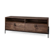 Glenn IV Dark Brown Wood w/ Black Iron Frame Media Console w/ Storage by Mercana at Eve Furniture
