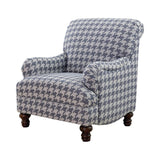 Glenn Blue Recessed Arms Accent Chair