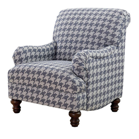 Glenn Blue Recessed Arms Accent Chair