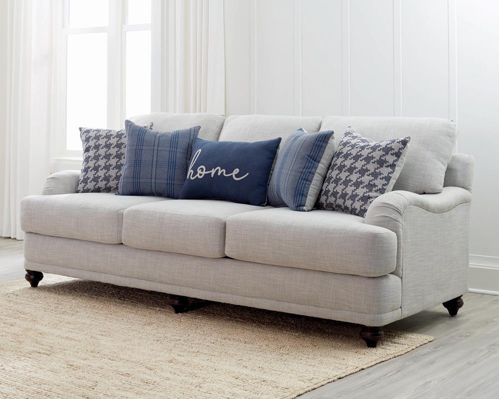 Glenn Upholstered English Arm Sofa Light Grey and Blue by Coaster at Eve Furniture