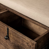 Glenn V Dark Brown Wood w/ Cream Fabric Seat, 3 Drawers Hall Tree by Mercana at Eve Furniture