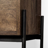 Glenn V Dark Brown Wood w/ Cream Fabric Seat, 3 Drawers Hall Tree by Mercana at Eve Furniture