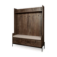 Glenn V Dark Brown Wood w/ Cream Fabric Seat, 3 Drawers Hall Tree by Mercana at Eve Furniture
