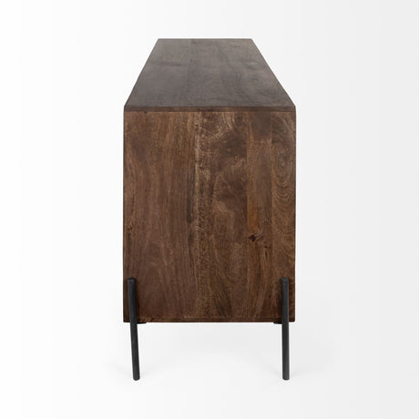 Glenn VI Dark Brown Wood Frame w/ Black Iron Accent, 6 Drawer, 2 Door Cabinet Sideboard by Mercana at Eve Furniture