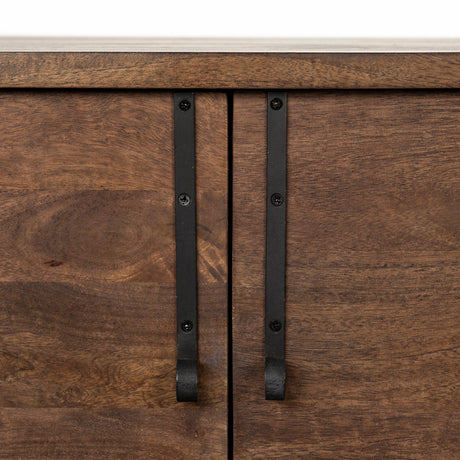 Glenn VI Dark Brown Wood Frame w/ Black Iron Accent, 6 Drawer, 2 Door Cabinet Sideboard by Mercana at Eve Furniture