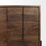 Glenn VI Dark Brown Wood Frame w/ Black Iron Accent, 6 Drawer, 2 Door Cabinet Sideboard by Mercana at Eve Furniture