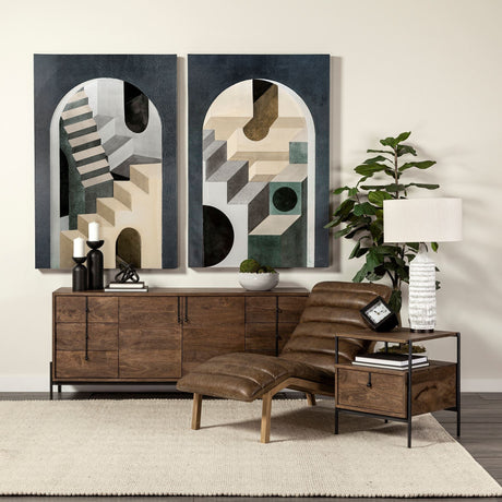 Glenn VI Dark Brown Wood Frame w/ Black Iron Accent, 6 Drawer, 2 Door Cabinet Sideboard by Mercana at Eve Furniture