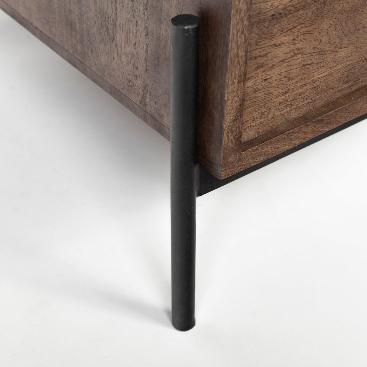 Glenn VII Dark Brown Wood w/ Black Iron Frame, 3 Drawer Office Desk by Mercana at Eve Furniture