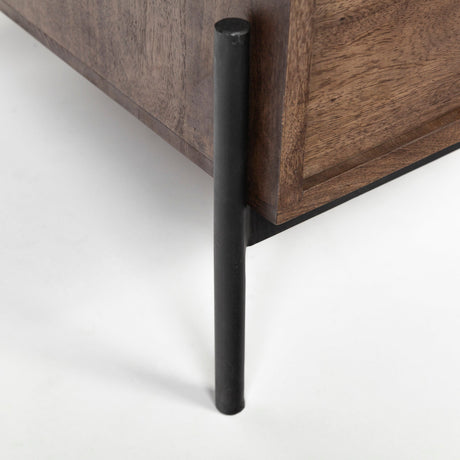 Glenn VII Dark Brown Wood w/ Black Iron Frame, 3 Drawer Office Desk by Mercana at Eve Furniture