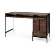 Glenn VII Dark Brown Wood w/ Black Iron Frame, 3 Drawer Office Desk by Mercana at Eve Furniture