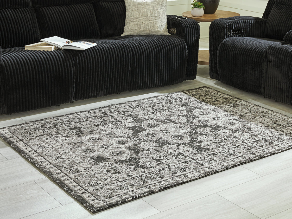 Glennisman Black/Gray/Ivory Large Rug by Ashley at Eve Furniture