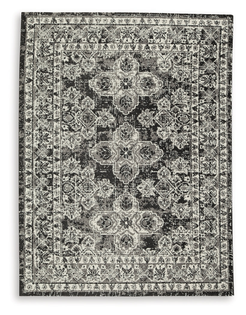 Glennisman Black/Gray/Ivory Medium Rug by Ashley at Eve Furniture