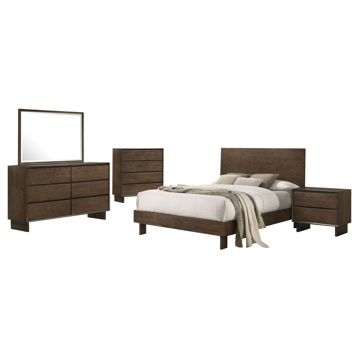 Glenwood Warm Brown 5-Piece Eastern King Bedroom Set by Coaster at Eve Furniture