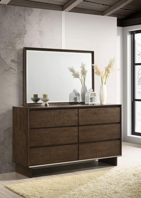 Glenwood Warm Brown 6-drawer Dresser and Mirror by Coaster at Eve Furniture