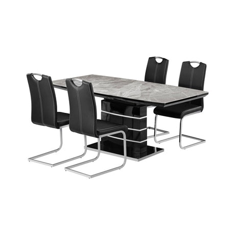 Glissand Black/Chrome 5-Piece Expandable Dining Room Set by Homelegance at Eve Furniture