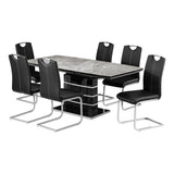 Glissand Black/Chrome 7-Piece Expandable Dining Room Set by Homelegance at Eve Furniture