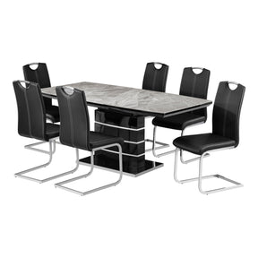 Glissand Black/Chrome 7-Piece Expandable Dining Room Set by Homelegance at Eve Furniture