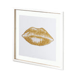Glitter Lips II Gold by Victoria Barnes Hand Embellished Textured Framed Art Print Matted under Glas by Mercana at Eve Furniture