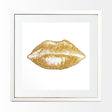 Glitter Lips II Gold by Victoria Barnes Hand Embellished Textured Framed Art Print Matted under Glas by Mercana at Eve Furniture
