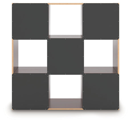 Glosmount Cherry/Light Brown Nine Cube Organizer by Ashley at Eve Furniture