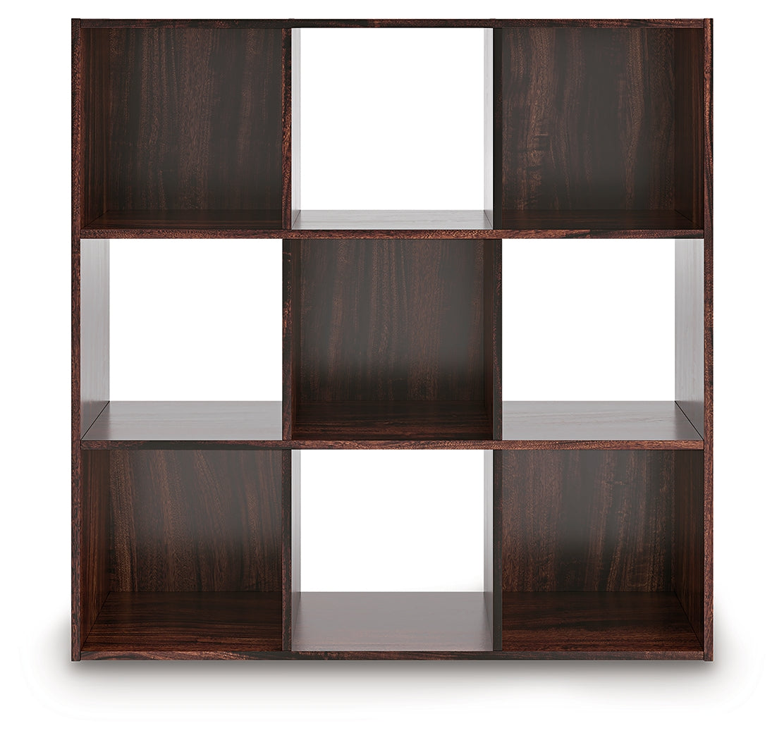 Glosmount Cherry/Light Brown Nine Cube Organizer by Ashley at Eve Furniture