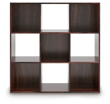 Glosmount Cherry/Light Brown Nine Cube Organizer by Ashley at Eve Furniture