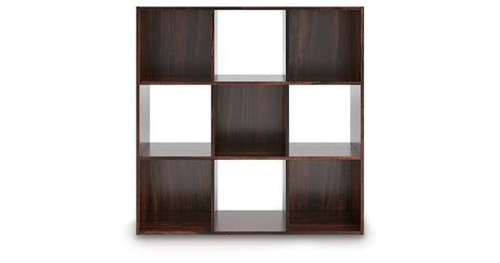 Glosmount Cherry/Light Brown Nine Cube Organizer by Ashley at Eve Furniture