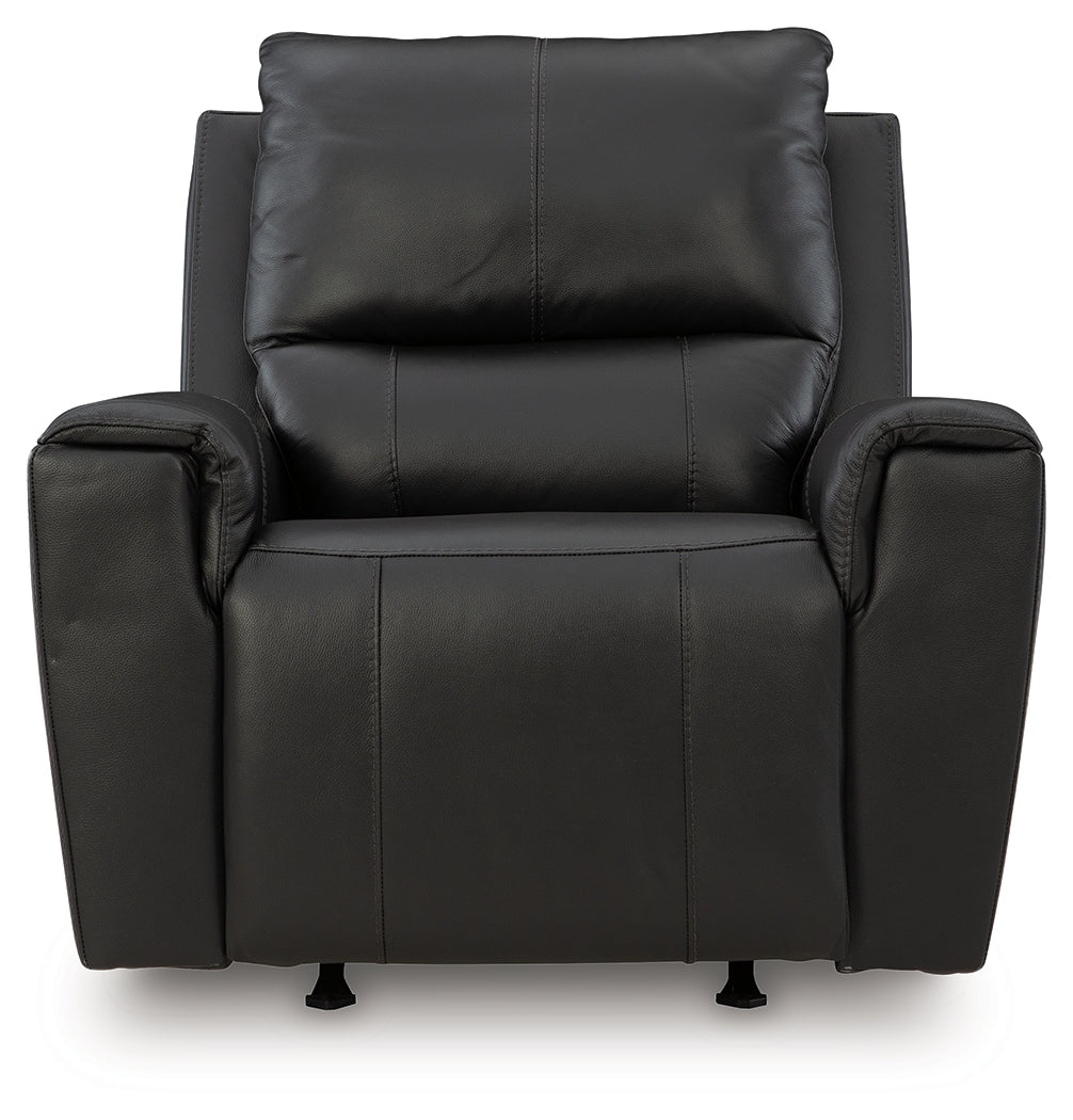 Glossmore Black Recliner by Ashley at Eve Furniture