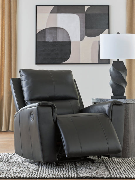 Glossmore Black Recliner by Ashley at Eve Furniture