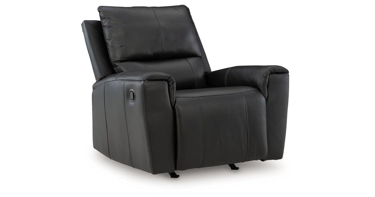Glossmore Black Recliner by Ashley at Eve Furniture