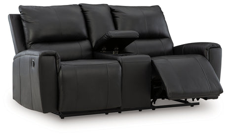 Glossmore Black Reclining Loveseat with Console by Ashley at Eve Furniture