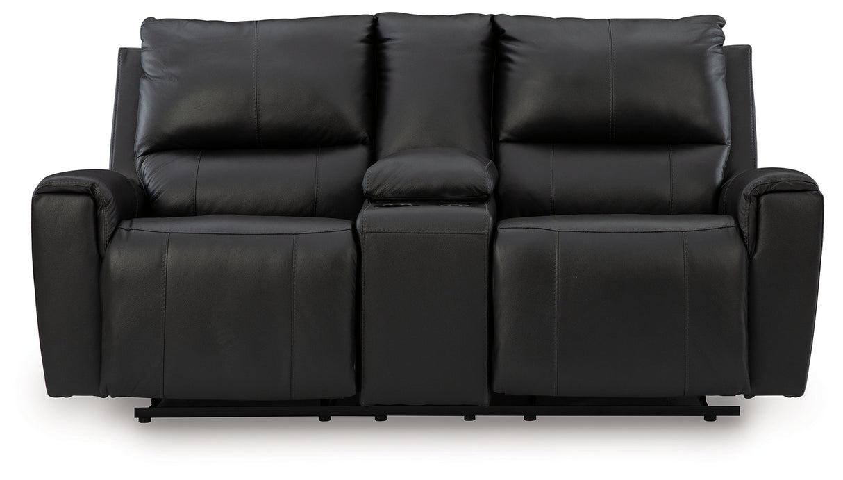 Glossmore Black Reclining Loveseat with Console by Ashley at Eve Furniture