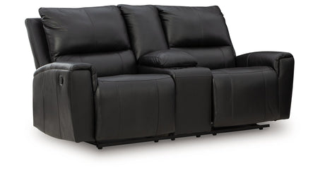 Glossmore Black Reclining Loveseat with Console by Ashley at Eve Furniture