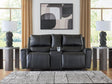 Glossmore Black Reclining Loveseat with Console by Ashley at Eve Furniture