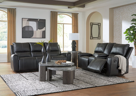 Glossmore Black Reclining Sofa and Loveseat by Ashley at Eve Furniture