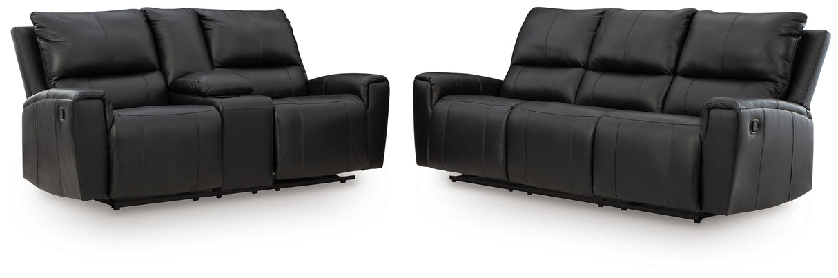 Glossmore Black Reclining Sofa and Loveseat by Ashley at Eve Furniture