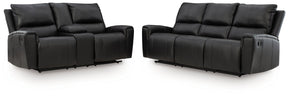 Glossmore Black Reclining Sofa and Loveseat by Ashley at Eve Furniture
