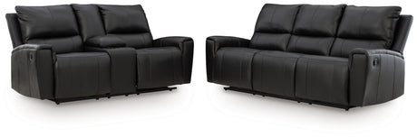 Glossmore Black Reclining Sofa and Loveseat by Ashley at Eve Furniture